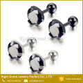 Acero inoxidable plata negro clavijas circón conjunto Tragus hélix Joyería Piercing